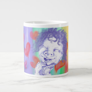 Schattig klein kind dat lacht van plezier extra grote beker