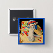 schattig klein konijntje met groot pet vierkante button 5,1 cm (Voorkant /achterkant)