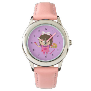 Schattig Klein Kunstenaar Schilder Meisje Horloge