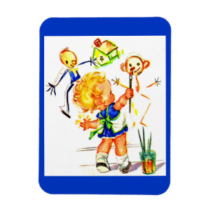 schattig klein meisje dat op de muur schildert magneet