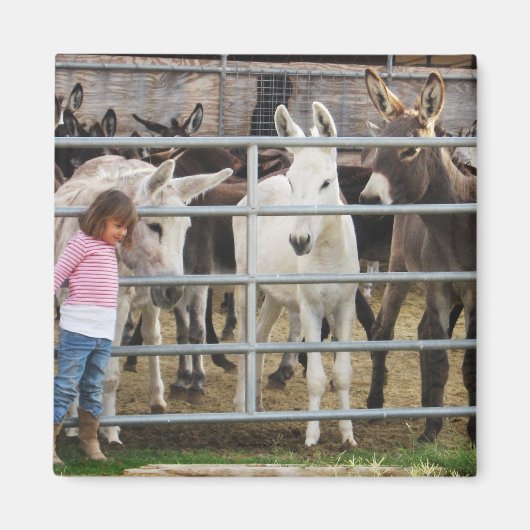Schattig klein meisje en ezels magneet (Voorkant)