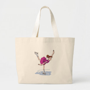 schattig klein meisje figuurschaatser draaiend grote tote bag