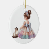 SCHATTIG KLEIN MEISJE MET HAAR KITTEN KERAMISCH ORNAMENT (Rechts)