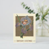 Schattig klein meisje Paarse orchidee Briefkaart (Staand voorkant)