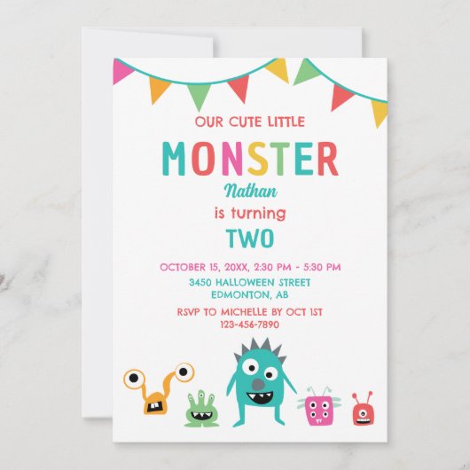 Schattig klein monster verjaardag jongen Halloween Kaart (Voorkant)