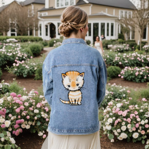 Schattig Klein Oranje Tabby Poesje Denim Jacket