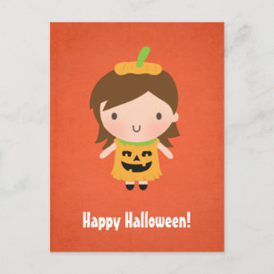 Schattig Klein Pompoen Meisje Kinderen Halloween Briefkaart