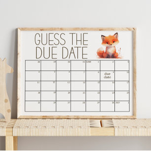 Schattig Klein Vos Plaid Raad Verwachte Datum Baby Poster