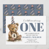Schattig klein Waterverf Beer draaien een verjaard Kaart (Voorkant / Achterkant)