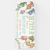 Schattig kleine dinosaurus jongen verjaardag parti spandoek (Verticaal)