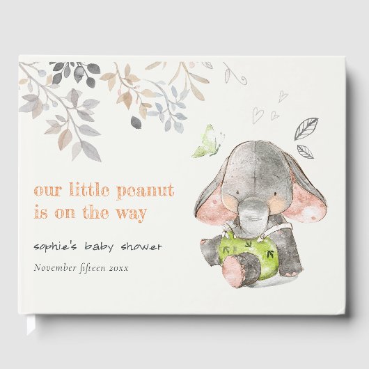 Schattig kleine pinda olifant bladeren Baby shower Gastenboek (Voorkant)