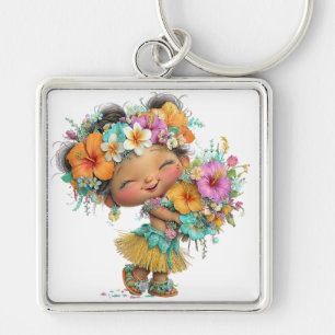 SCHATTIG KLEURRIJK HAWAAIS THEMA MEISJE SLEUTELHANGER