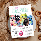 Schattig Kleurrijk Onze Kleine Monster 1e Verjaard Kaart