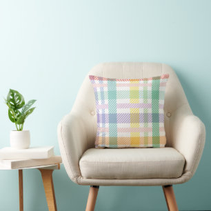Schattig Kleurrijk Pastel Tartan Schotse Ruit Patr Kussen
