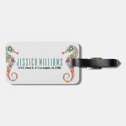 Schattig Kleurrijk Retro Bloemen Zee-Paard Bagagelabel