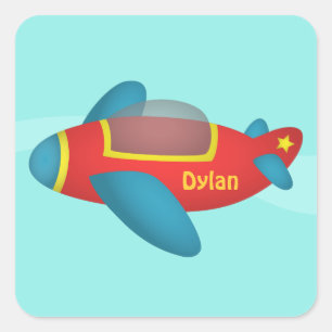 Schattig Kleurrijk Vliegtuig Straalvliegtuig voor Vierkante Sticker