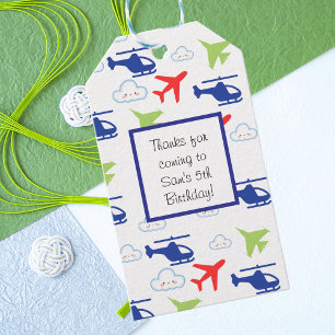 Schattig Kleurrijk Vliegtuig & Wolken Aviator Aang Cadeaulabel