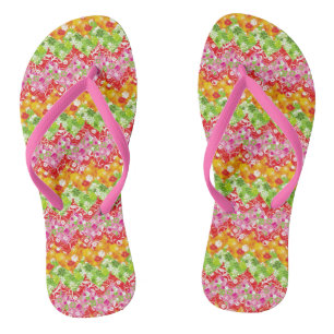 Schattig kleurrijk zomer zigzagpatroon teenslippers