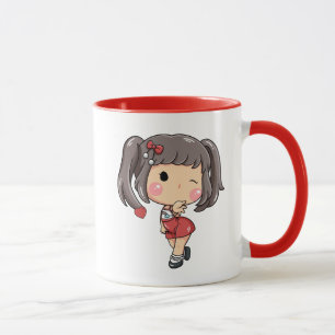 Schattig Knipogend Chibi Meisje met StaartjesKawai Mok