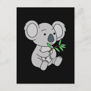 Schattig Koala Baby Met Eucalyptusbladeren Briefkaart