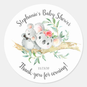 Schattig Koala Beer Jongens Baby shower Favor Ronde Sticker
