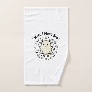 Schattig Koe Geest Halloween Moo Boo Vintage Ontwe Handdoek