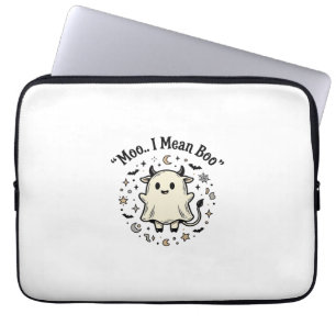Schattig Koe Geest Halloween Moo Boo Vintage Ontwe Laptop Sleeve