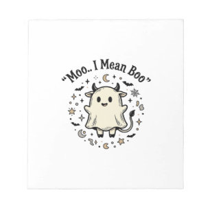 Schattig Koe Geest Halloween Moo Boo Vintage Ontwe Notitieblok