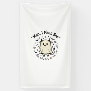 Schattig Koe Geest Halloween Moo Boo Vintage Ontwe Spandoek