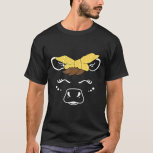 Schattig Koeiengezicht Met Gele Hoofdband Koe T-shirt
