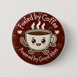 Schattig Koffie Vibes Ontwerp Ronde Button 5,7 Cm