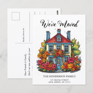 Schattig koloniaal huis bewegende aankondiging briefkaart