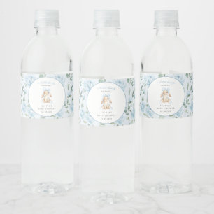 Schattig Konijn, Blauwe Strik, Blauwe Bloemen, Bab Waterfles Etiket
