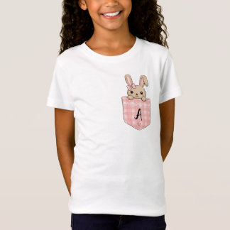 Schattig Konijn dat uit Zak gluurt met initiaal T-shirt