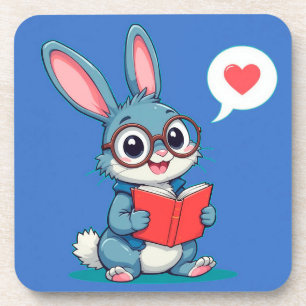 Schattig Konijn Draagt Een Bril En Leest Een Boek Bier Onderzetter