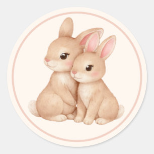 Schattig Konijn Duo Moeder & Baby Konijn Pasen Ronde Sticker