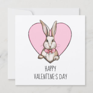 Schattig konijn en persoonlijk hart Valentijnsdag Kaart