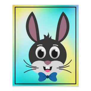 Schattig Konijn Gezicht Jongen Cartoon Paashaas Perfect Poster