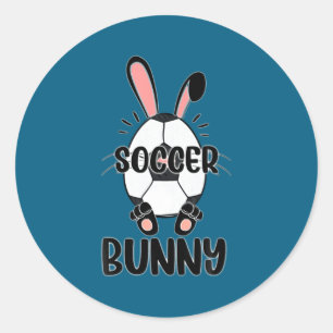Schattig konijn grappig sportief paas konijn voetb ronde sticker