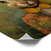 Schattig Konijn in een Bloemenpak Poster (Hoek)