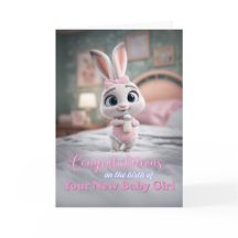 Schattig Konijn in Roze Gefeliciteerd met de Nieuw