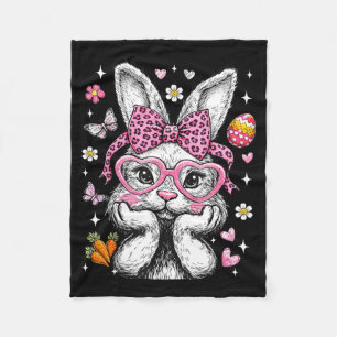 Schattig Konijn Konijn Gezicht Luipaard Coquette B Fleece Deken