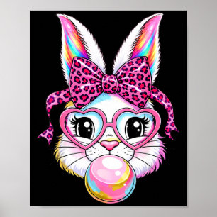 Schattig konijn konijn gezicht luipaard coquette b poster