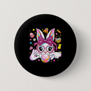 Schattig konijn konijn gezicht luipaard coquette s ronde button 5,7 cm