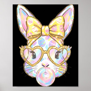 Schattig konijn konijn gezicht tie dye bril meisje poster