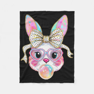 Schattig Konijn Konijn Gezicht Tie Dye Gles Meisje Fleece Deken