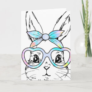 Schattig Konijn Konijn Gezicht Tie Dye Gles Meisje Kaart
