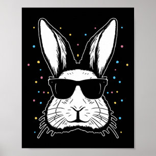 Schattig Konijn Konijn Gezicht Tie Dye Gles Meisje Poster