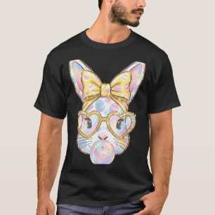 Schattig konijn konijnengezicht tie dye bril meisj t-shirt