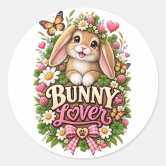 Schattig Konijn Liefhebber Bloemig Cottage Tuin Ko Ronde Sticker